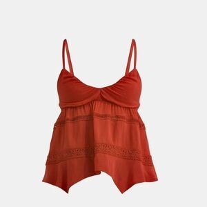 No Boundaries Hanky Hem Cami Lace Burnt Orange Womens Size XXL Cropped Casual
